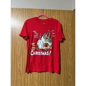 Dr. Seuss The Grinch Christmas Red T-shirt Woman’s Size Large How The Grinch Sto